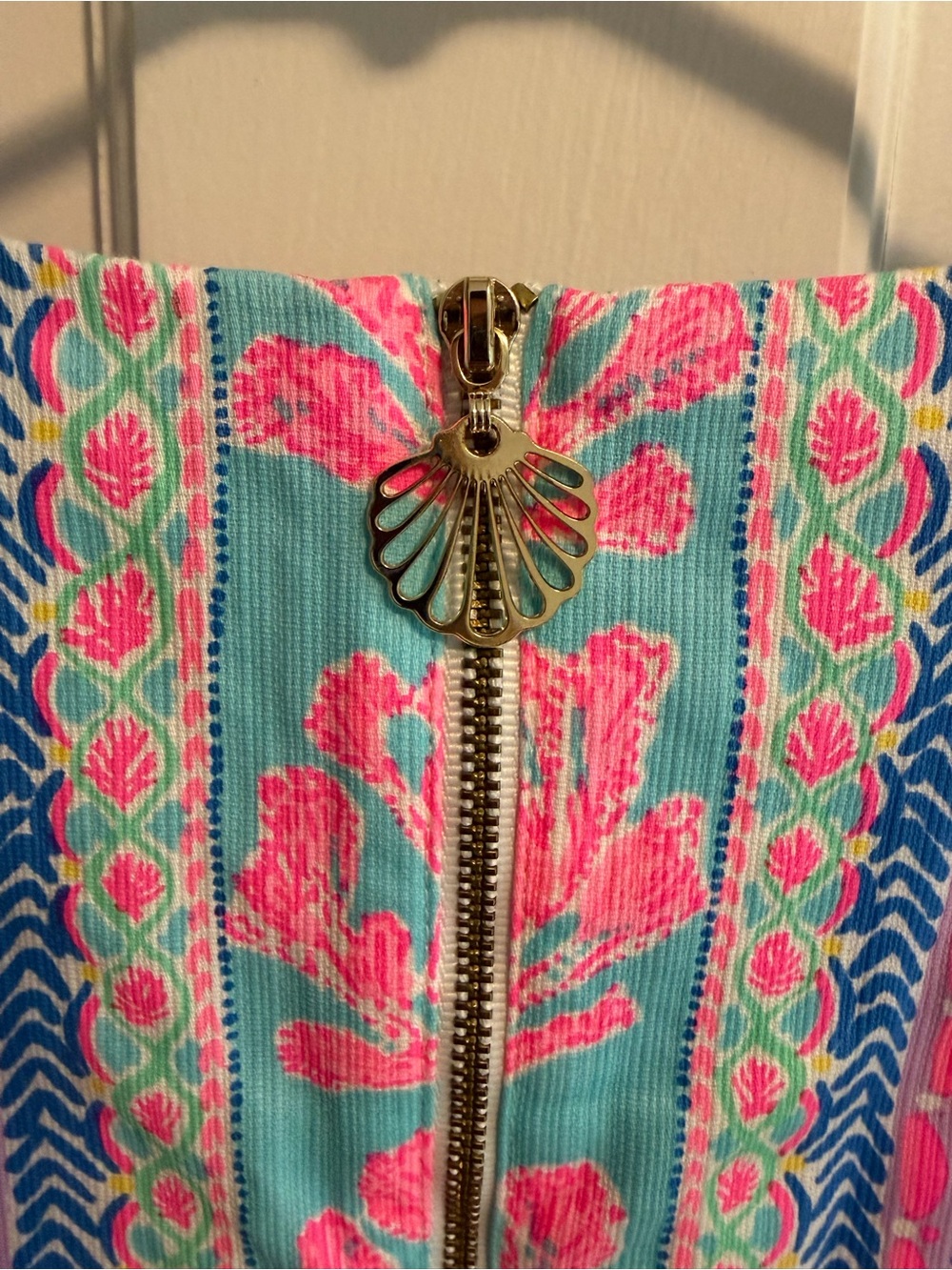 Lilly Pulitzer Sleeveless Shift Dress in Light Blue with Pink & Mint Panel - Picture 4 of 5